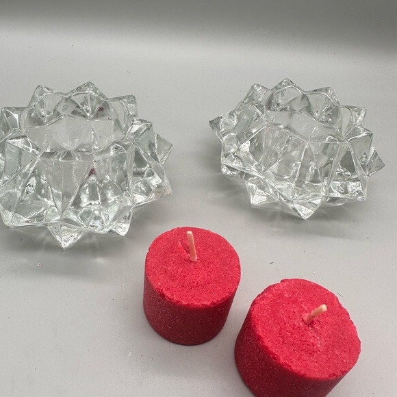 Indian Glass Co Crystal diamond point clear glass tealight candleholders - Picture 5 of 5